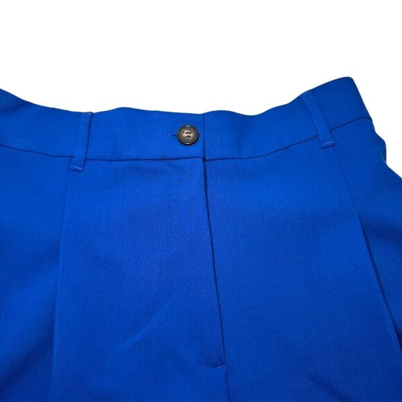 Zara High Waisted Trouser Pleated Shorts Cobalt Blue  Size M NWT - Picture 2 of 7